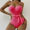 thumbnail image 5 of Cut Out Bathing Suit for Women One Piece with Belt Underwire Push-up Ribbed Swimsuit Fashion Swimwear (XL, Hot Pink), 5 of 7
