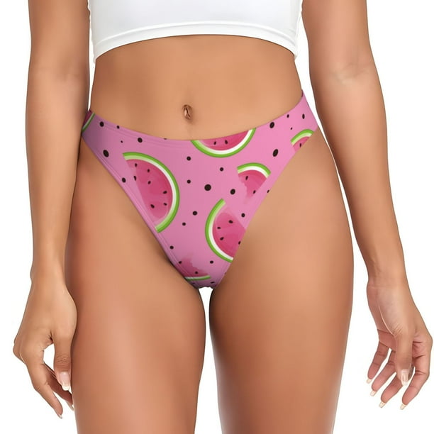 Fotbe Watermelon Tanga Sin Costuras para Mujer con Estampado – Panties Invisibles, Transpirables y Cómodos para Uso Diario-3X-Large