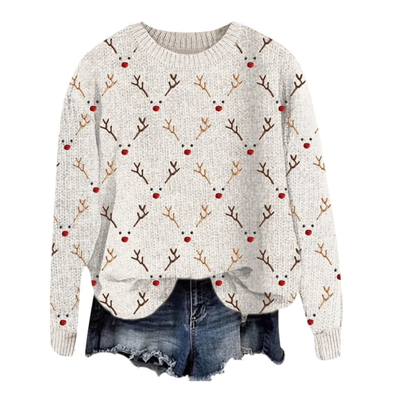 TIANZEN Womens Fair Isle Sweater Crewneck Long Sleeve Knitted Pullover Fall Winter Loose Sweater Tops Light Jacket Women Drawstring Zip up Jacket