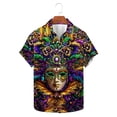 thumbnail image 5 of KeShDi Linen Shirts for Men Mardi Gras Print Button Casual Short Sleeve Lapel Shirt Multicolor XL, 5 of 5