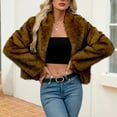 thumbnail image 4 of SwiftWear Womens Winter Trendy Long Sleeve Furry Faux Fur Jackets Lapel Warm Open Front Cropped Coat Outwear​, Yellow, 4 of 6