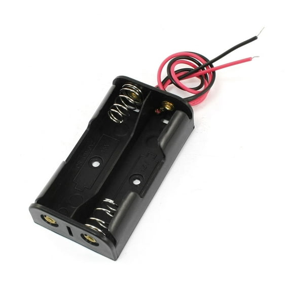 Unique Bargains Single Side 2 x 1.5V AA Battery Storage Box Holder Black