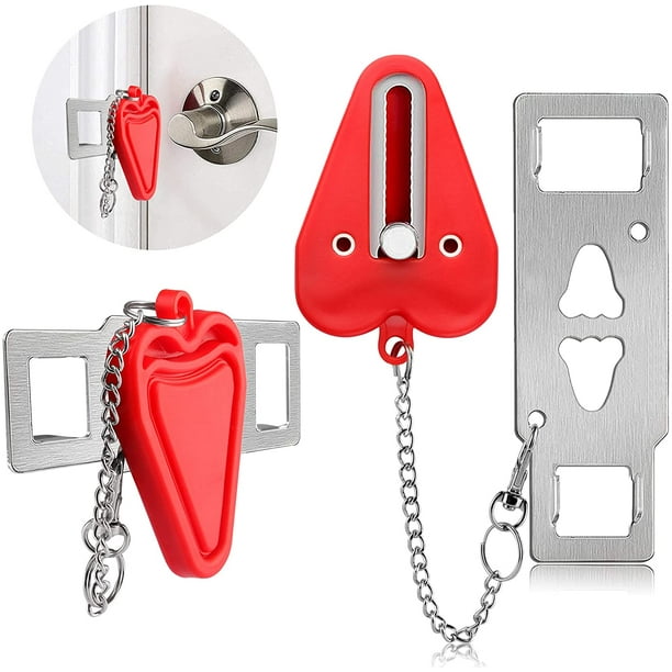Cerradura De Puerta Portátil De Seguridad - Juego De 2 Pestillos Sin Instalación, Para Interior, Ideal Para Hotel, Casa O Alquiler