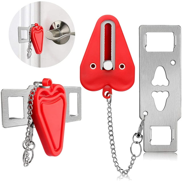 Paquete de 2 cerraduras de puerta portátiles, cerradura de puerta de hotel de viaje resistente, cerradura portátil fácil de usar para puerta, cerraduras de puerta de seguridad de apartamento fáciles de instalar para mayor seguridad, te hace sentir más seguro Sincero Electrónica