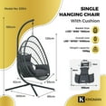 thumbnail image 2 of Kingman Chaise Panier Balançoire de Porche Extérieur/intérieur avec Support, 2 of 8