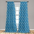 thumbnail image 5 of Night Curtains 2 Panels Set, Nursery Pattern of Doodle Angel Sits on Crescent Moon Polka Dots, Window Drapes for Living Room Bedroom, 56"W X 84"L, Sea Blue Peach, by Ambesonne, 5 of 5