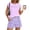 Purple Pink, variant on JULMCOMO Two Piece Sets for Women Floral Crew Neck Cap Sleeve Trendy Pleated Summer Tops Drawstring Loose Fit Airport Matching Sets with Pockets Purple Pink S