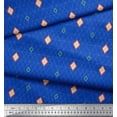 thumbnail image 2 of Soimoi Blue Cotton Cambric Fabric Diamond Geometric Print Sewing Fabric Yard 56 Inch Wide, 2 of 3