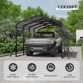 thumbnail image 2 of ESIMOTE 12x20ft Metal Carport, Heavy Duty Garage with Updated Frame Structure, Galvanized Steel Roof and Enhanced Base Canopy, Metal Garage Car Shelter Shade for Car, Boats and Truck, 2 of 7