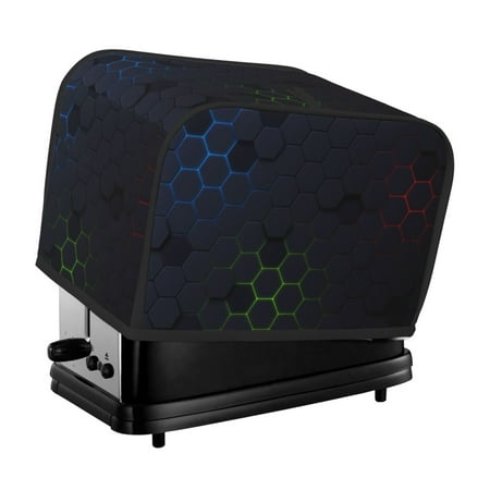 

Toaster Cover 2 Slice - Modern Hexagonal Neon Grid Kitchen Bread Machine Protector Water Protection Machine Washable Toaster Machine Cover