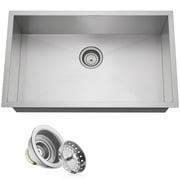 Miligor 30" x 18" x 9" Deep Single Bowl Undermount Zero Radius Stainless Steel Kitchen Sink - Includes Drain