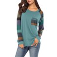 thumbnail image 2 of USSUMA Teen Girls O-Neck Comfort Tee Shirt - Sweatshirts for Women Long Sleeve Bohemian Ruffle Long Sleeve Sweatshirt For Women Soft Graphic Bohemian Print Blouses for Women Fashion 2022 Dressy, 2 of 6