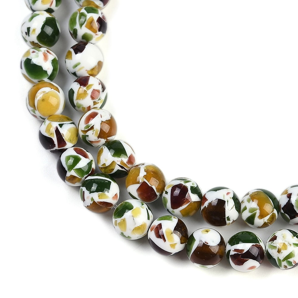3strands Sythetic Amber Beads Strands Round Green 7.5mm Hole: 1mm about 55pcs/strand 15.75''(40cm)