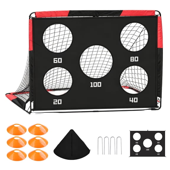 Buquapse Soccer Goal for Backyard Set, 4x3 ft Portable Soccer Nets Training Equipment with Target, Carry Bag, 6 Cones & 4 Ground Stakes, Outdoor Sports Games for Backyard, Beach, Park, Lawn
