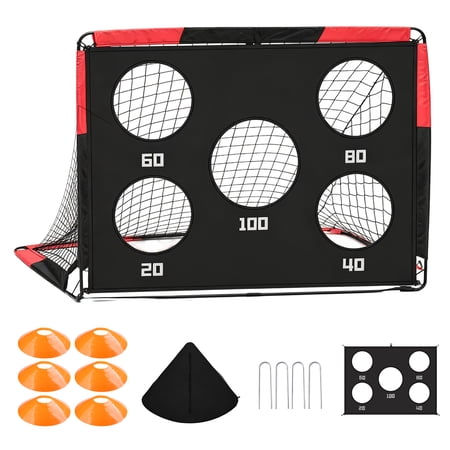 Buquapse Soccer Goal for Backyard Set, 4x3 ft Portable Soccer Nets Training Equipment with Target, Carry Bag, 6 Cones & 4 Ground Stakes, Outdoor Sports Games for Backyard, Beach, Park, Lawn