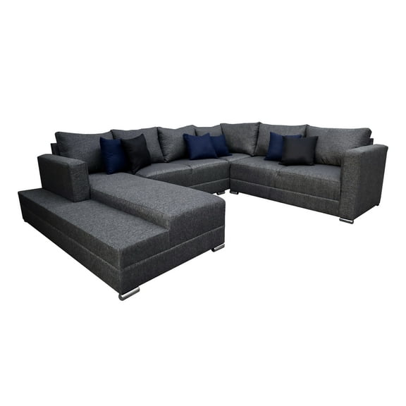Sala esquinera en U El Bazar Store modelo Corbel gris oxford 4 salas en 1