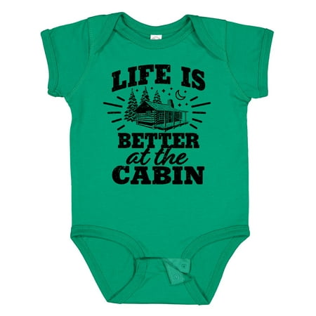 

Inktastic Life is Better at the Cabin with Trees and Moon Gift Baby Boy or Baby Girl Bodysuit