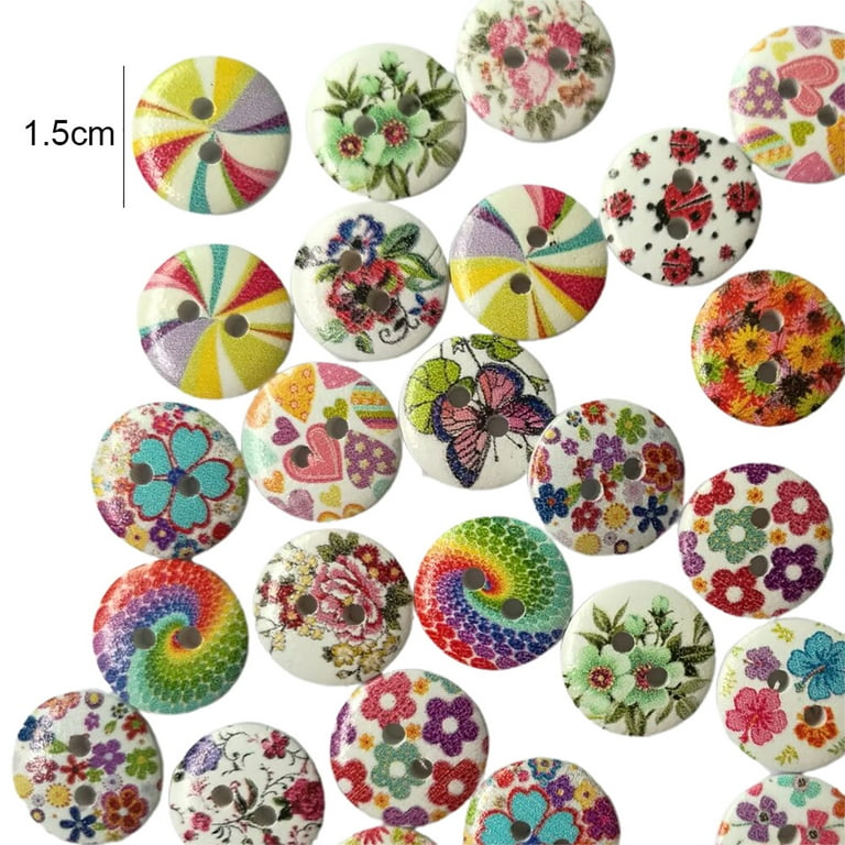 2 Hole Round Wooden Buttons Sewing Scrapbook Clothing Crafts
