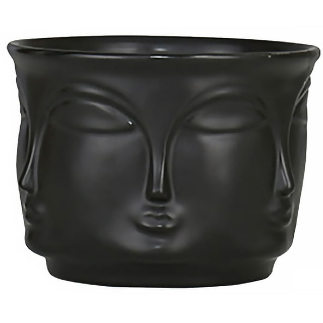 Man Face Design Plant Pot Planter Creative Succulent Cactus Flower Pot Container Home Office Decoration (Black)