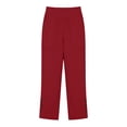 thumbnail image 4 of Hurxie Women's Loose Pants Linen High Waist Straight Leg Trousers with Side Button Elastic Waist Pants Red,L, 4 of 6