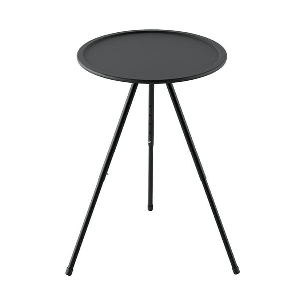 Mesa de camping redonda plegable al aire libre | Altura ajustable portátil 14,57-21,65 pulgadas | ABS Acero Plástico Aleado | Superficie de doble capa con estante inferior | Gancho de Luz Incluido