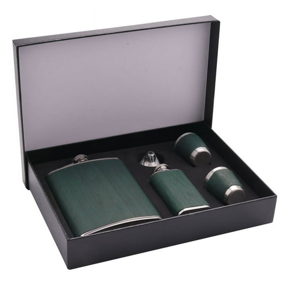 Hip Flask Set Stainless Steel of Gifts for Men 260ML Bar Party Camping Barbecue Portable Pocket Green