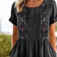 thumbnail image 4 of Puliio Summer Dresses for Women Short Sleeve Round Neck Embroidered Linen Midi Dress with Pockets, 4 of 6