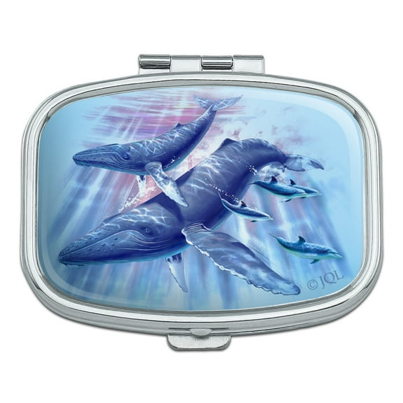 Humpback Whales Ocean Dance Rectangle Pill Case Trinket Gift Box