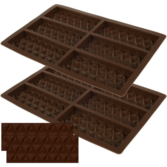 Retrok 2pcs Silicone Chocolate Mould Non-Stick Reusable Candy Molds Heat-Resistant Chocolate Baking Tray Molds with 6 Slot Easy Release Candy Jelly Mould for Chocolate Candy Wax Soap (Brown)
