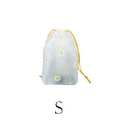 Dicasser EVA Drawstring Bag Cartoon Drawstring Bag Clothing Shoe Packaging Bag Cosmetic Storage Bag Frosted White Daisy