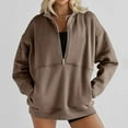 thumbnail image 2 of Ashirexll Oversized Sweatshirt for Women, Fall Sweatshirts for Women, Ladies' Half Zipper Pullover Long Sleeve Pocket Sweatshirts Casual Sports Tops, 2 of 7