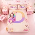 thumbnail image 5 of meiyoeat Cartoon Elf Princess Bed Sheets,Watercolor Gradient Monogrammed D Full Size Sheets For Girl,4-Piece,1 Flat Sheet,1 Fitted Sheet and 2 Pillowcases, 5 of 6