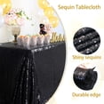 thumbnail image 3 of Mantel B-COOL con lentejuelas negras 127 x 203 cm para fiesta de boda, 3 of 9