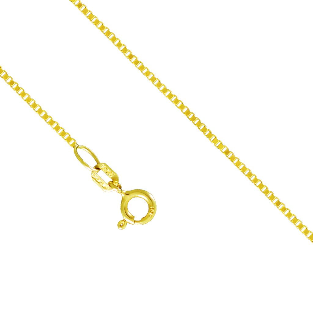 10K Yellow Gold 0.8mm Box Necklace Link Spring Clasp (18 Inches)