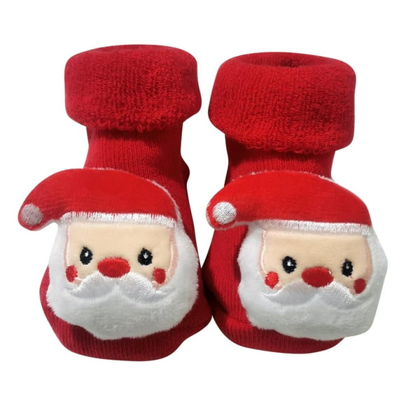 No Show Socks Shoe Socks Baby 0-3Years Children's Newborn Baby Thick Non-Slip Santa Claus Floor Socks