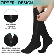 Lanola 2 Pairs Zipper Socks, 15-20 mmHg Closed Toe Compression Stocking with Zipper for Women and Men