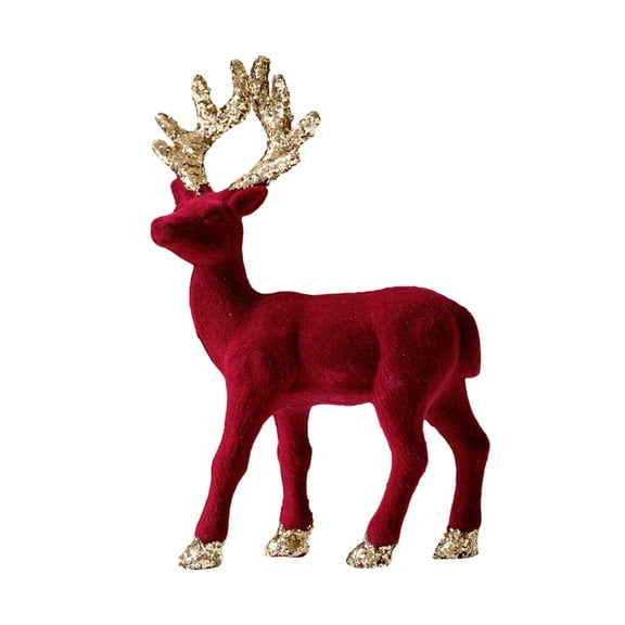 Reindeer Christmas Decorations, Glitter Deer Figurine Set for Mantle, Tabletop, and Centerpiece Displays, Holiday Home and Party Decor