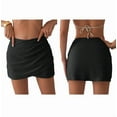 thumbnail image 3 of Jupe pour Femmes Jupe Taille Haute Jupe Portefeuille Froncée Jupe Courte Noir G, 3 of 7