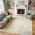 thumbnail image 3 of Toyoso 9x12 Extra Large Modern Abstract Area Rug - Grey & Gold Watercolor Silicone Carpet, Machine Washable Non-Slip Indoor Rug, 0.25" Low Pile Stain Resistant Carpet for Master Bedroom, 3 of 9
