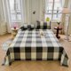 thumbnail image 3 of Juego de sábanas con estampado de cuadros blancos y negros simples, 100 % algodón, transpirable y agradable para la piel, con 2 fundas de almohada, 3 of 5
