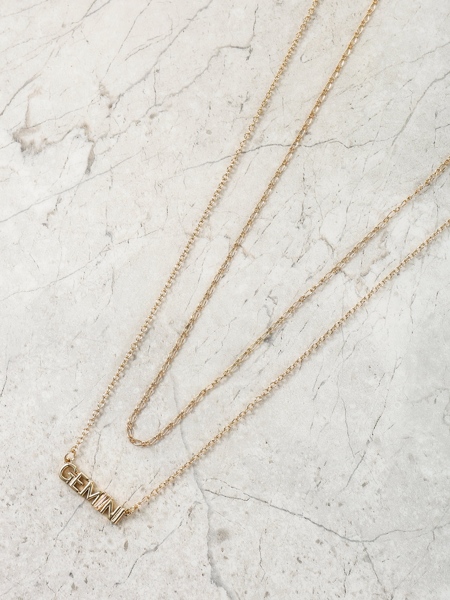 Time and Tru Goldtone Zodiac Necklace Set, 2 Pieces, Gemini