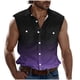 thumbnail image 2 of Camiseta sin mangas con cuello vuelto para hombre, estilo informal, a la moda, con estampado, cuello vuelto, sin mangas, bolsillos, deportiva, de poliéster, 2 of 5