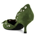 thumbnail image 3 of FSJ Women Graceful Kitten Low Heels D'Orsay Pumps Bowknot Pointed Closed Toe Slip-On Metal Ring Sandals Party Casual Shoes Size 9 Green, 3 of 4