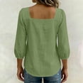 thumbnail image 5 of Lenpel Womens Fall Tops Trendy Bow Front Square Neck Blouses Balloon 3/4 Sleeve Casual Loose Lightweight Shirts, 5 of 6