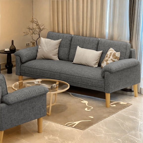 Lofka 69" 3-Seater Loveseat Sofa with 3 Pillows - Couch for Small Spaces, Apartment, Office, Bedroom, Dark Gray