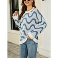 thumbnail image 5 of Liacowi Women Juniors Knitted Sweater Long Sleeve Contrast Color Pullover Retro Jumpers Tops Fall Loose Knitwear for Teen, 5 of 8