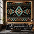 thumbnail image 6 of Bold Diamond Geometric Pattern on Black Fabric, Moody Boho Style for Boho Decor Lovers, Southwestern Wall Decor, Housewarming Gift, Tapestry Wall Hanging for Bedroom and Dorm, 6 of 7