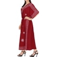 thumbnail image 2 of HAPPY BAY Women's Loungewear Plus Size Caftan Maxi Evening Gown 2X-3X Red, Embroidery, 2 of 4
