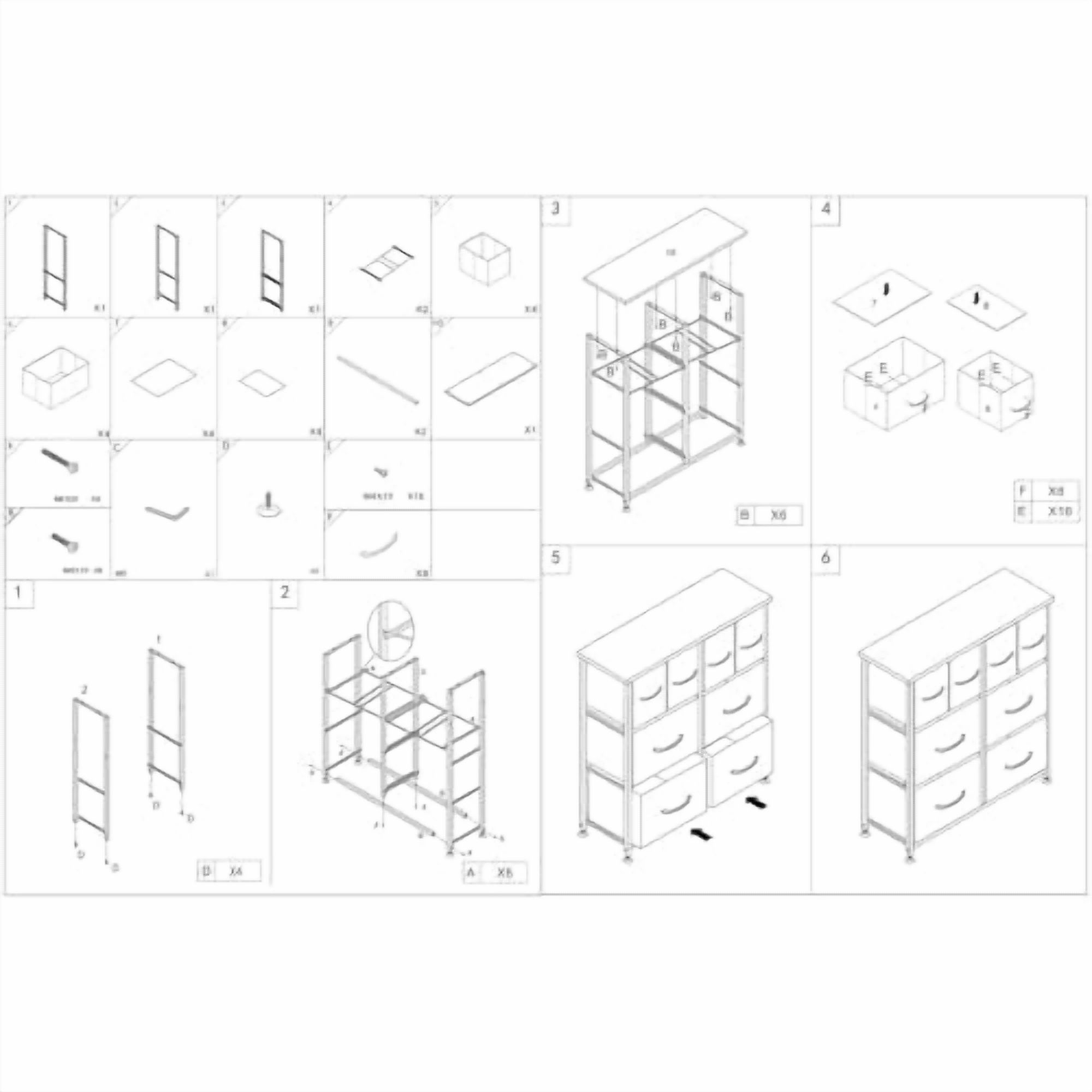 ACCVER Dresser for Bedroom 8 Storage Drawer, Fabric Closet Chests Organizer Tower with Wooden Top Metal Frame for Living Room Hallway Entryway