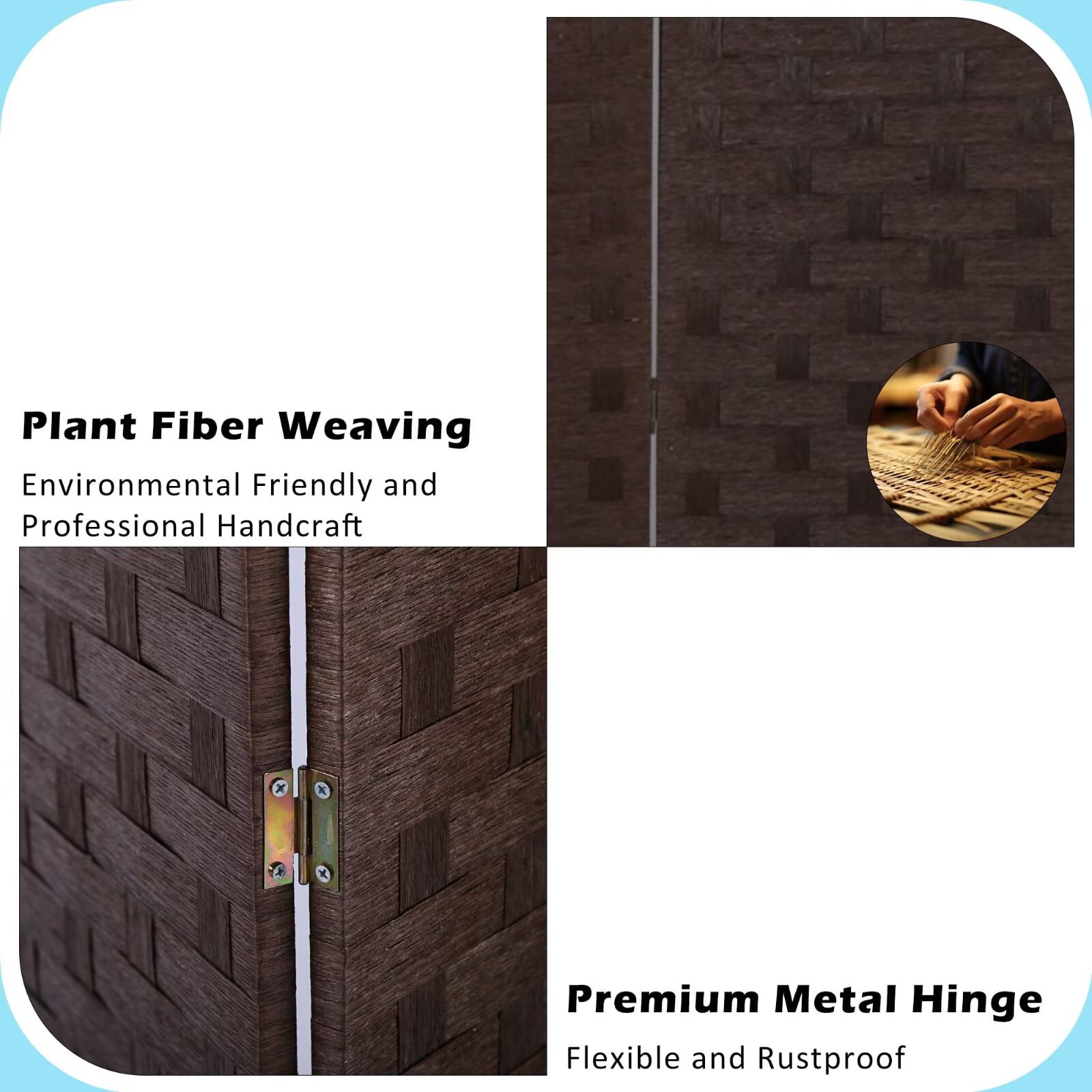 4 Panel Room Dividers Foldable Privacy Screen Decorative Indoor Screen 6TF Wooden Office Dividers Partition Wall for Home, Office, Bedroom, Brown